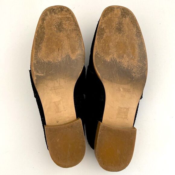 Free People Black Suede Snake Skin Pattern Loafers Mule 8 Preppy Boho Academia - Picture 8 of 14